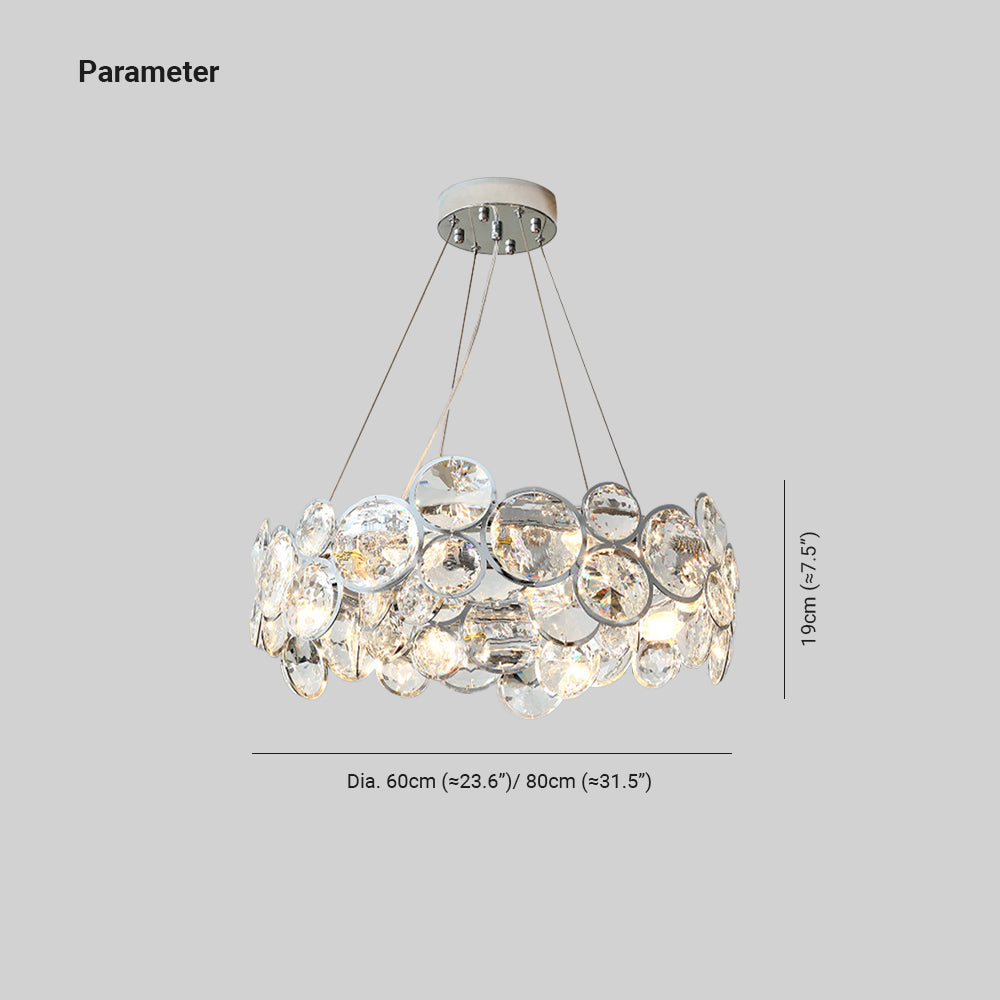 Kristy Lustre LED Moderne Rond Cristal Métal Salon