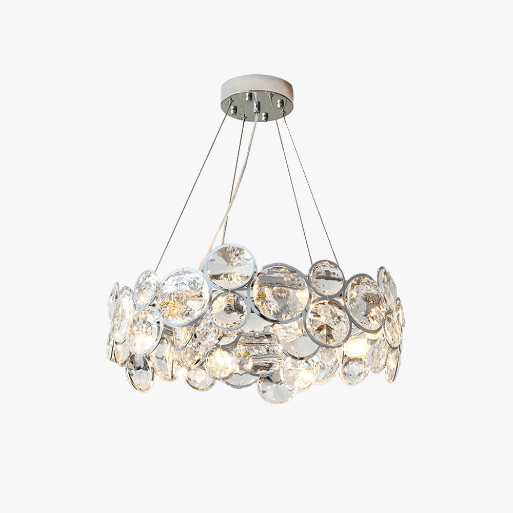 Kristy Lustre LED Moderne Rond Cristal Métal Salon