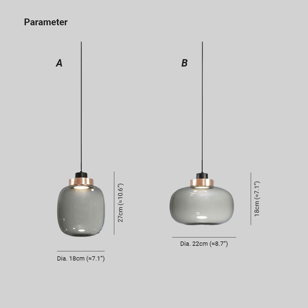 Valentina Moderne LED Suspension Fumée Verre Chambre À Coucher - Neutralighting