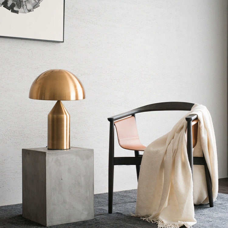 Mira Lampe de Table Champignon Minimaliste, Métal, Noir/Blanc/Or, Chambre - Neutralighting