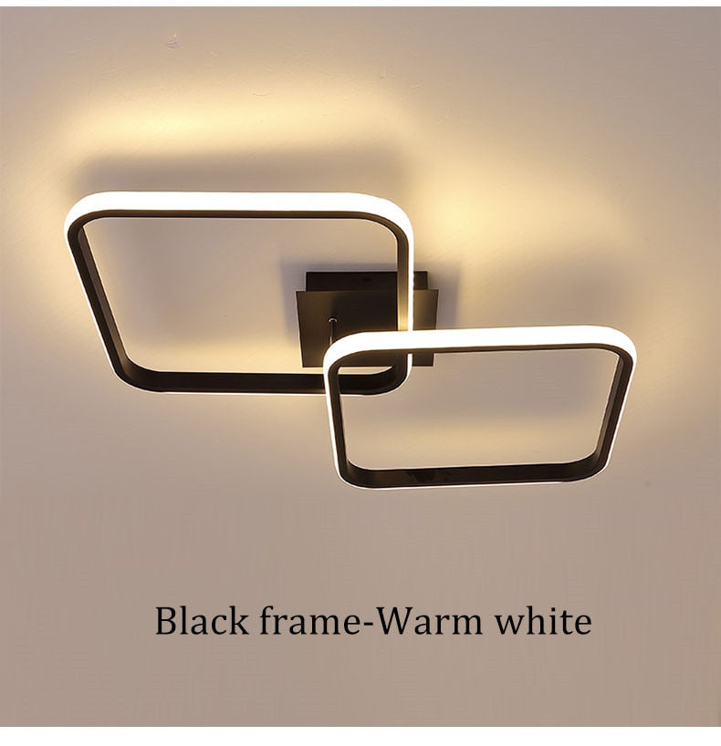 Arisha Plafonnier Carré/Rectangle/Rond Moderne, Métal/Acrylique, Noir/Blanc, Salon - Neutralighting
