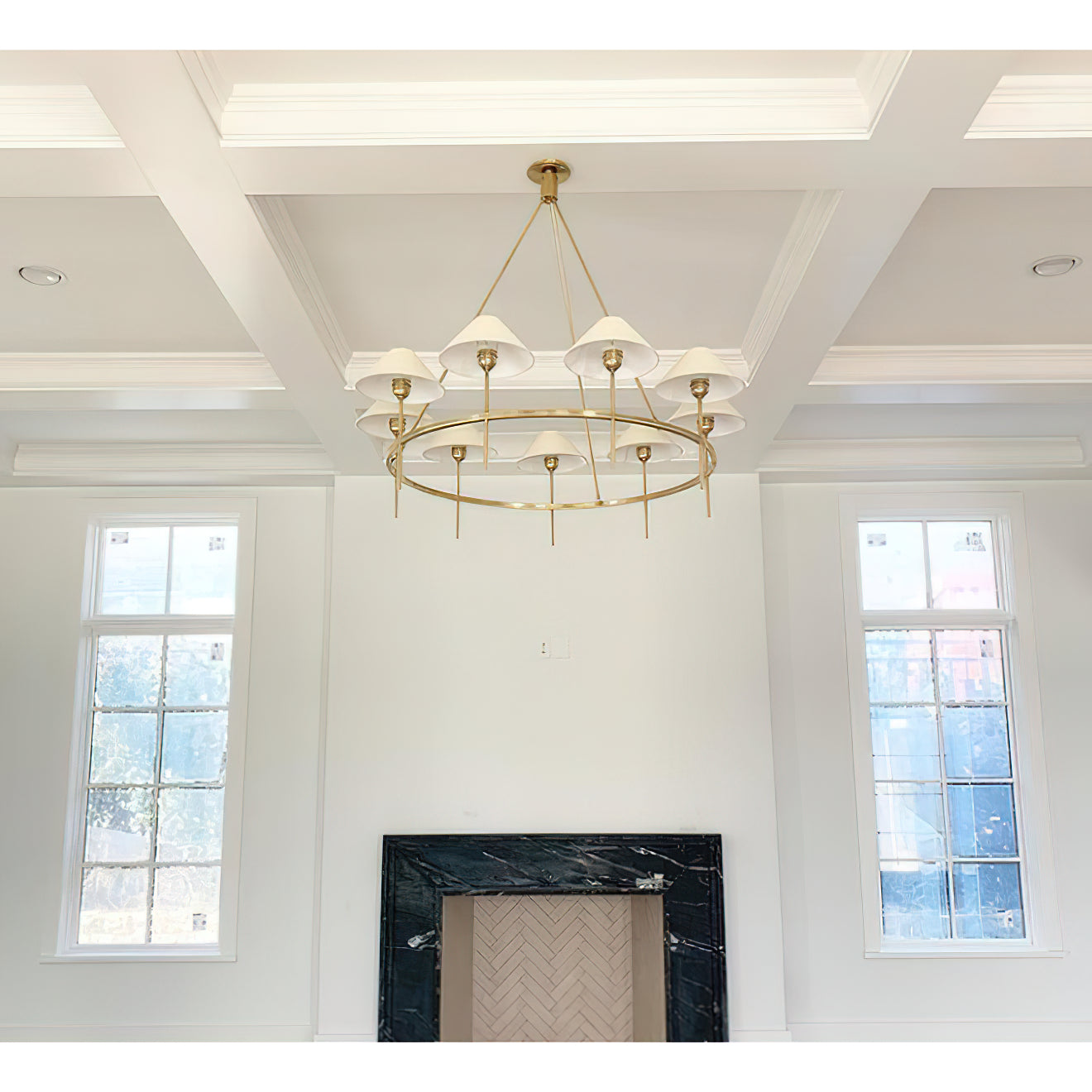 Hackney Chandelier Tissu Laiton Industriel Vintage Grand - Neutralighting
