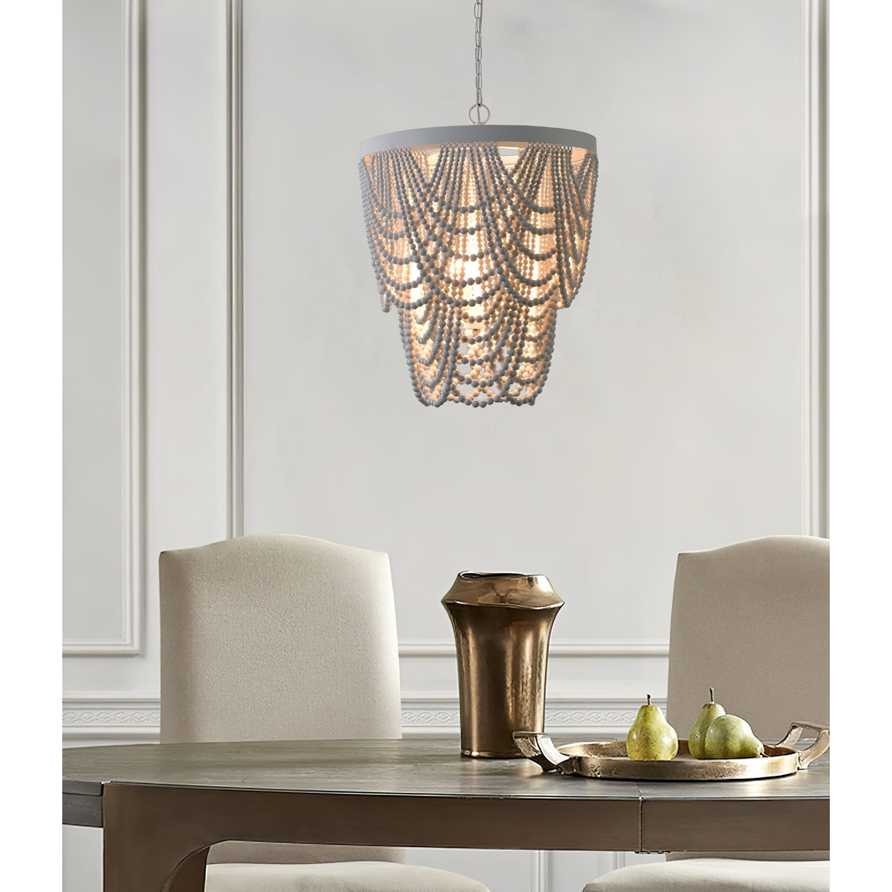 Ordore Postmodern Luxury Wooden Metal Chandelier - Lamp Copper