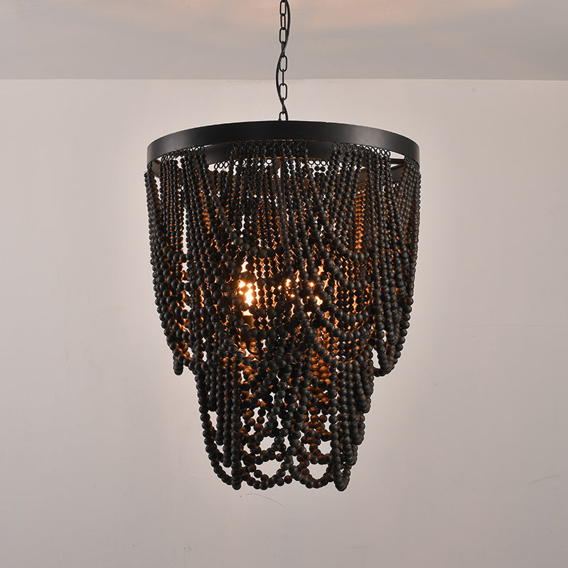 Ordore Postmodern Luxury Wooden Metal Chandelier - Lamp Copper