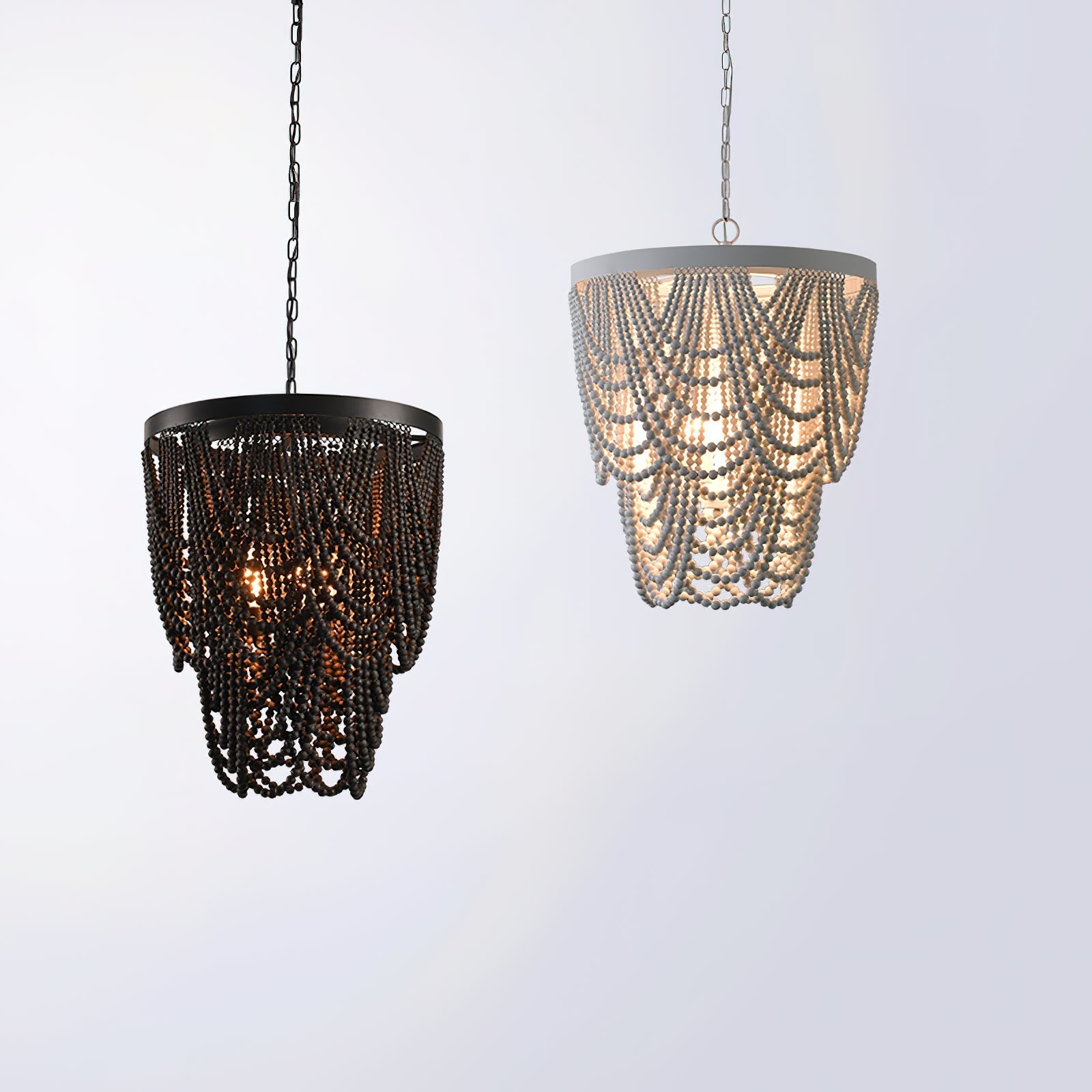 Ordore Postmodern Luxury Wooden Metal Chandelier - Lamp Copper
