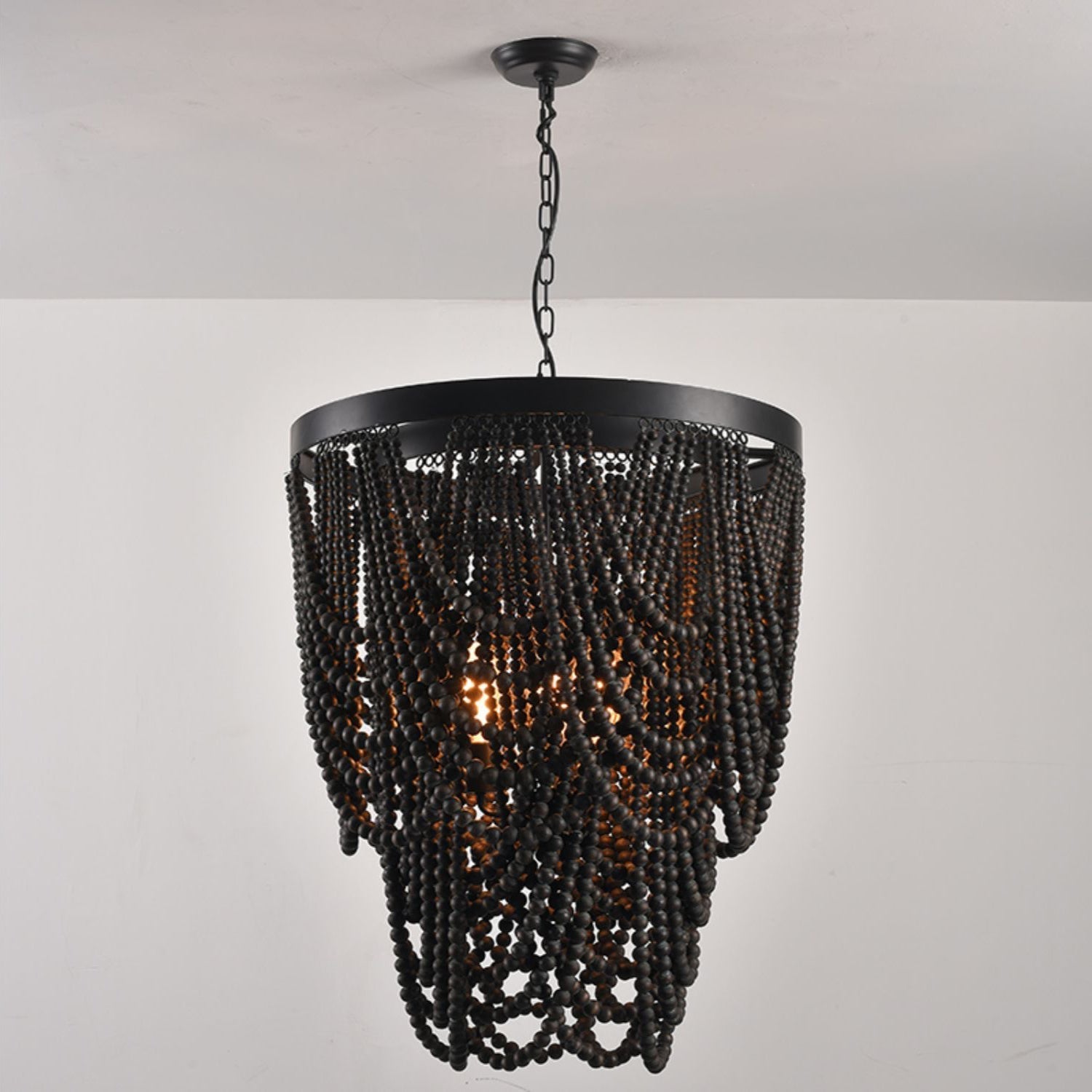 Ordore Postmodern Luxury Wooden Metal Chandelier - Lamp Copper