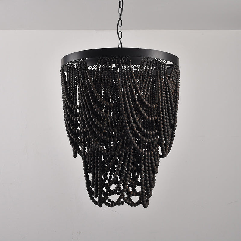 Ordore Postmodern Luxury Wooden Metal Chandelier - Lamp Copper