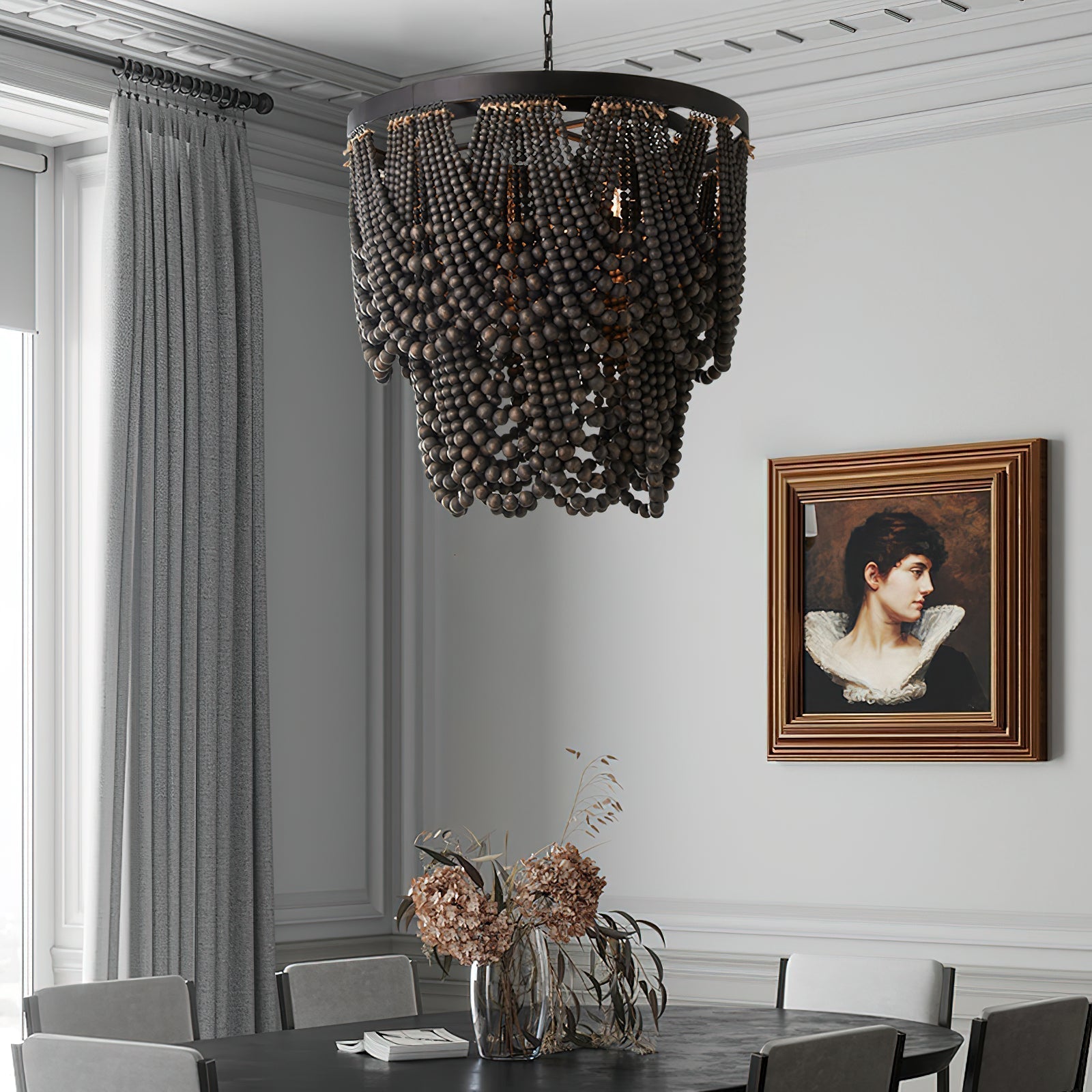 Ordore Postmodern Luxury Wooden Metal Chandelier - Lamp Copper
