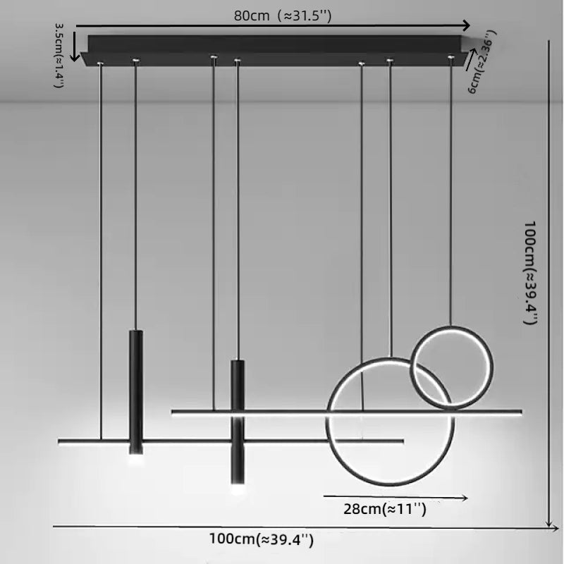 Arisha Suspension Linéaire Moderne, Métal/Acrylique/Gel de Silice, Noir/Doré,Salon - Neutralighting