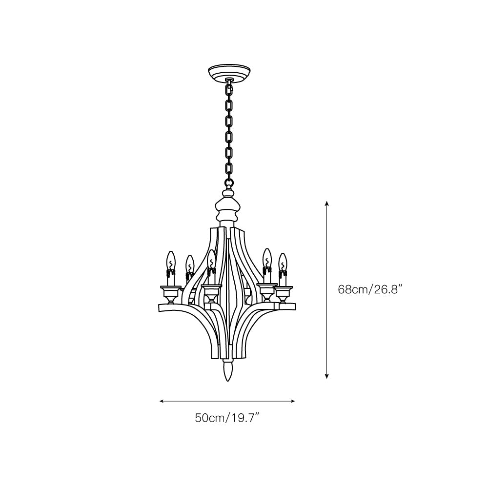 Ephaos Vintage Industrial Wooden Metal Chandelier - Lamp Copper