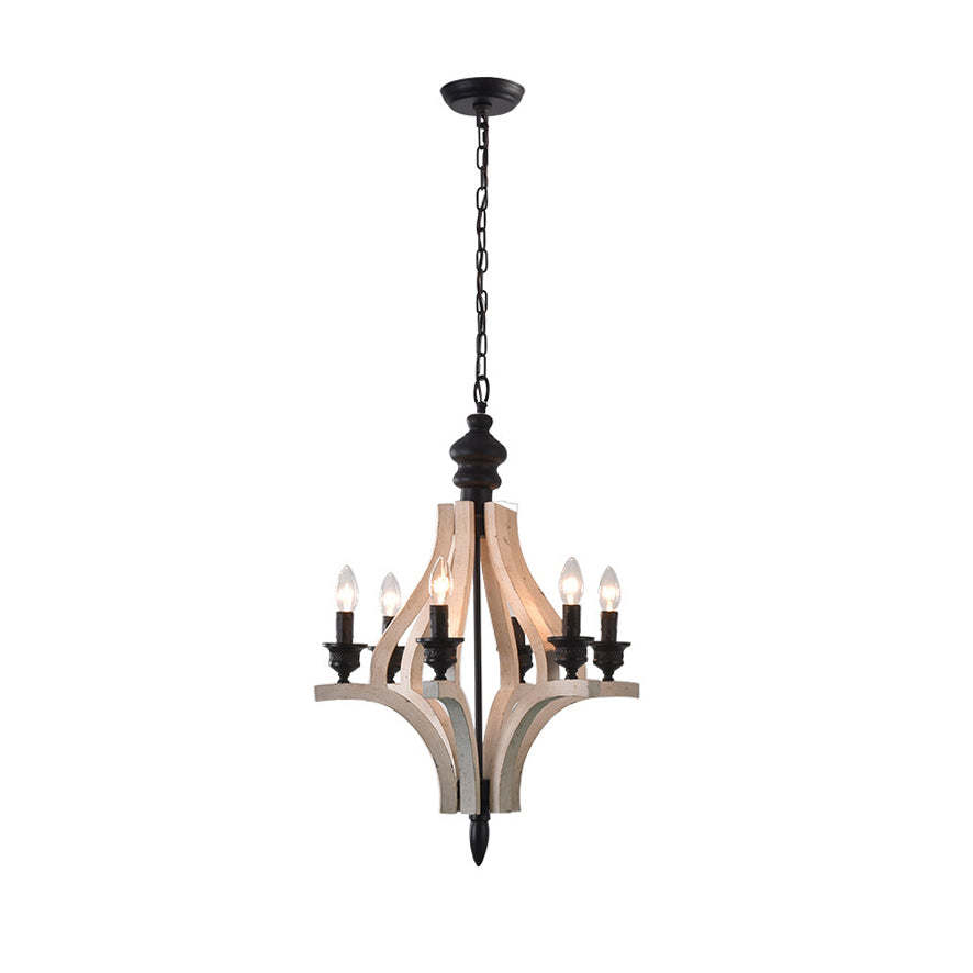 Ephaos Vintage Industrial Wooden Metal Chandelier - Lamp Copper