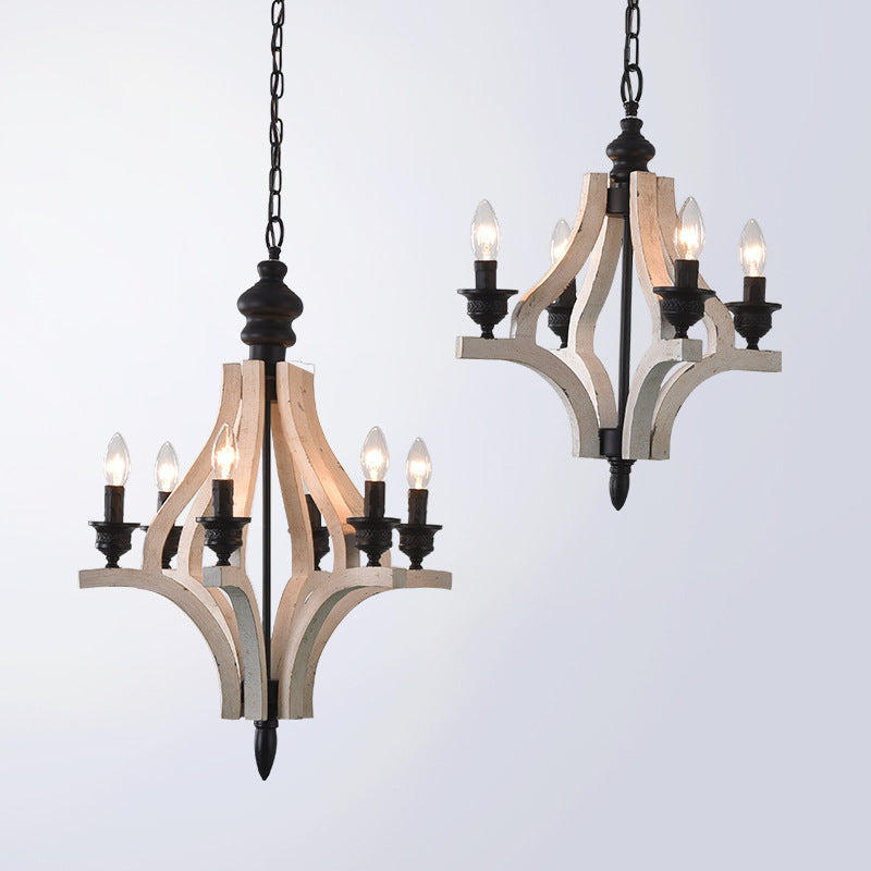 Ephaos Vintage Industrial Wooden Metal Chandelier - Lamp Copper