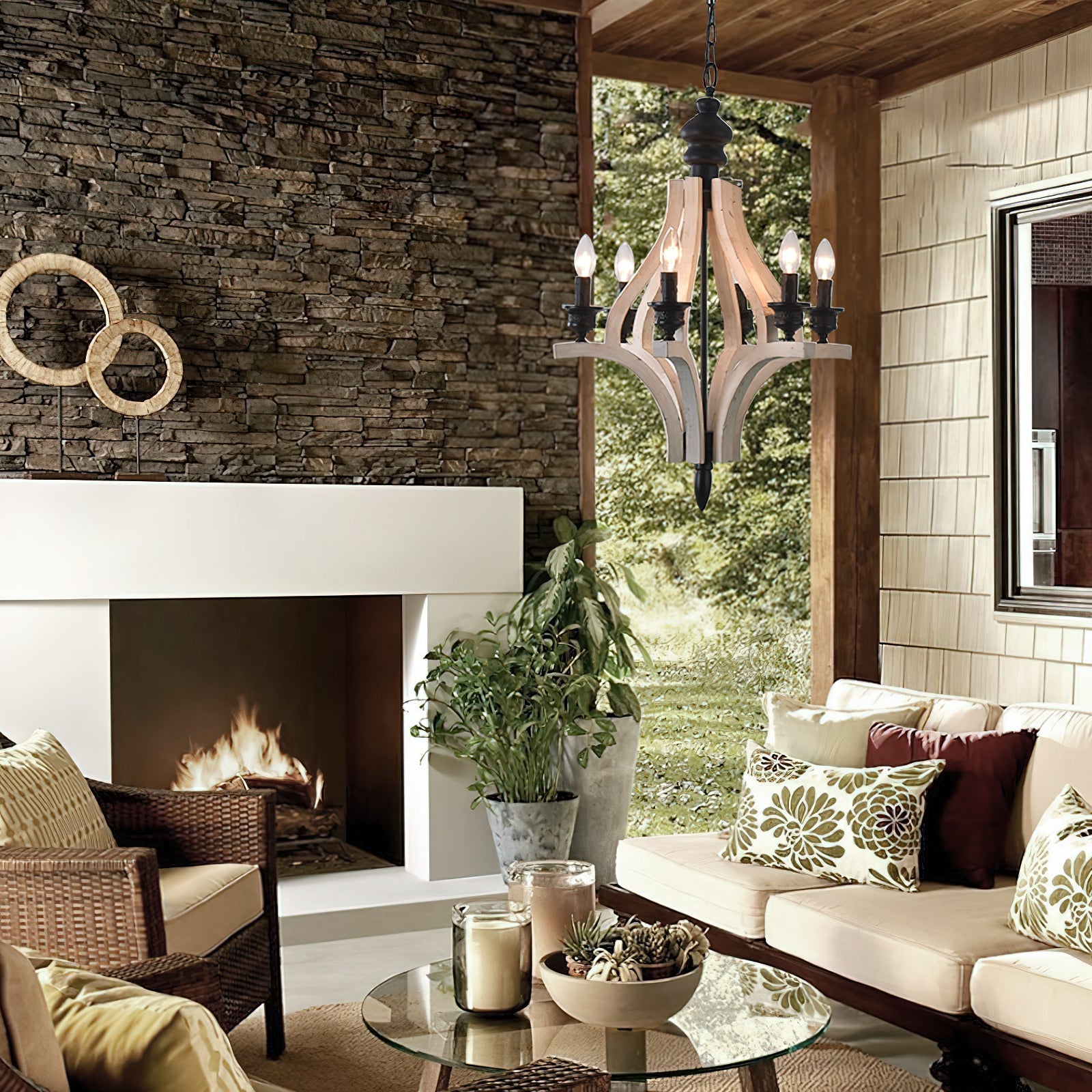 Ephaos Vintage Industrial Wooden Metal Chandelier - Lamp Copper