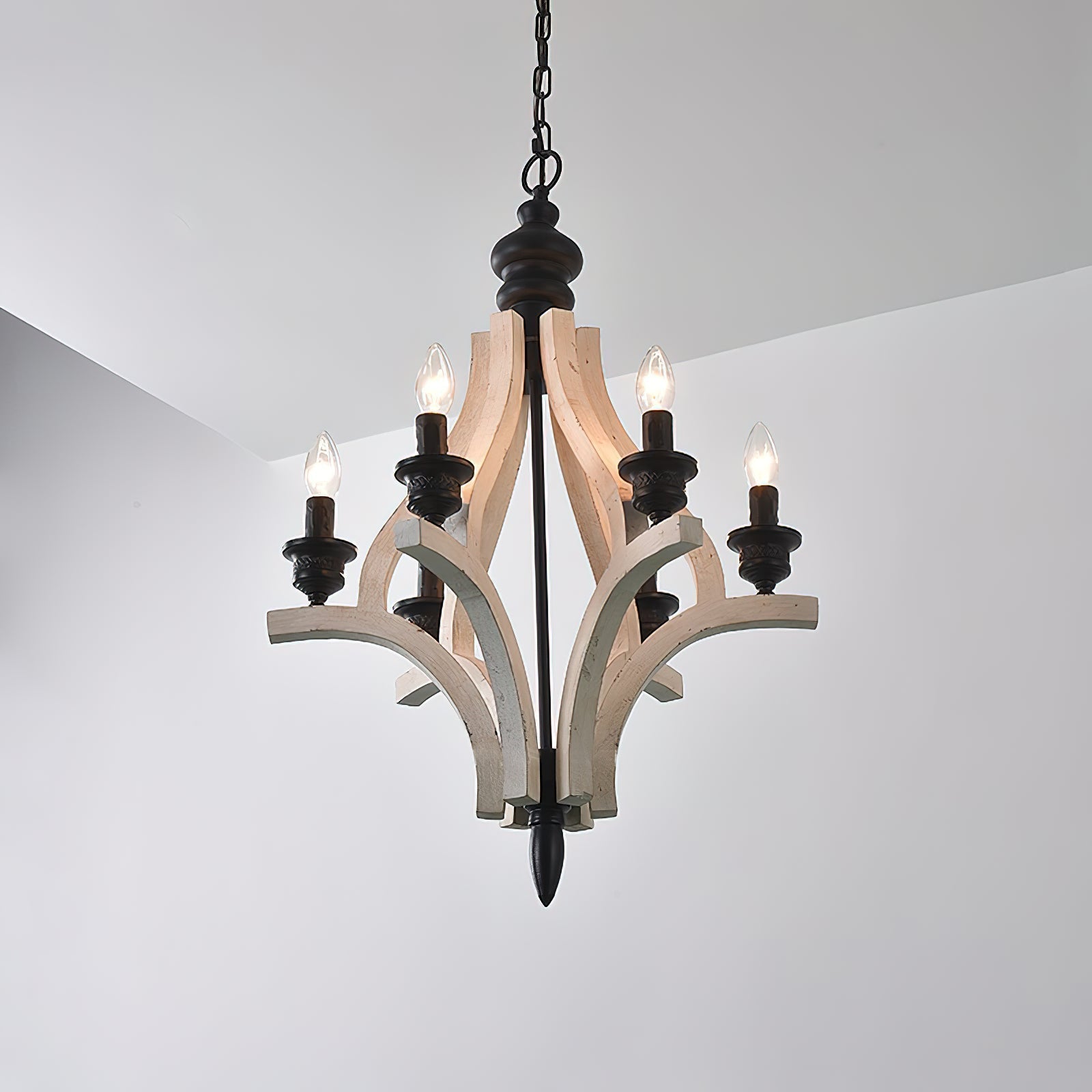 Ephaos Vintage Industrial Wooden Metal Chandelier - Lamp Copper