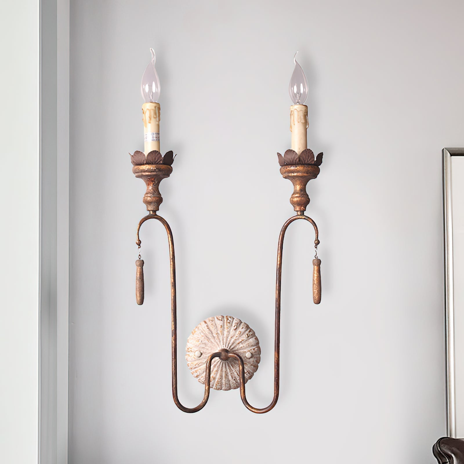 Avelaris Vintage Industrial Wooden Metal Wall Lamp - Lamp Copper