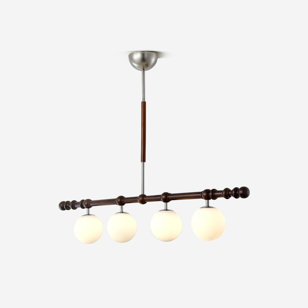Hayes Chandelier Wood Linear Glass Globes - Letslighting