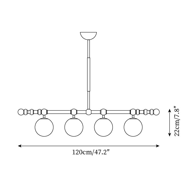 Hayes Chandelier Wood Linear Glass Globes - Letslighting