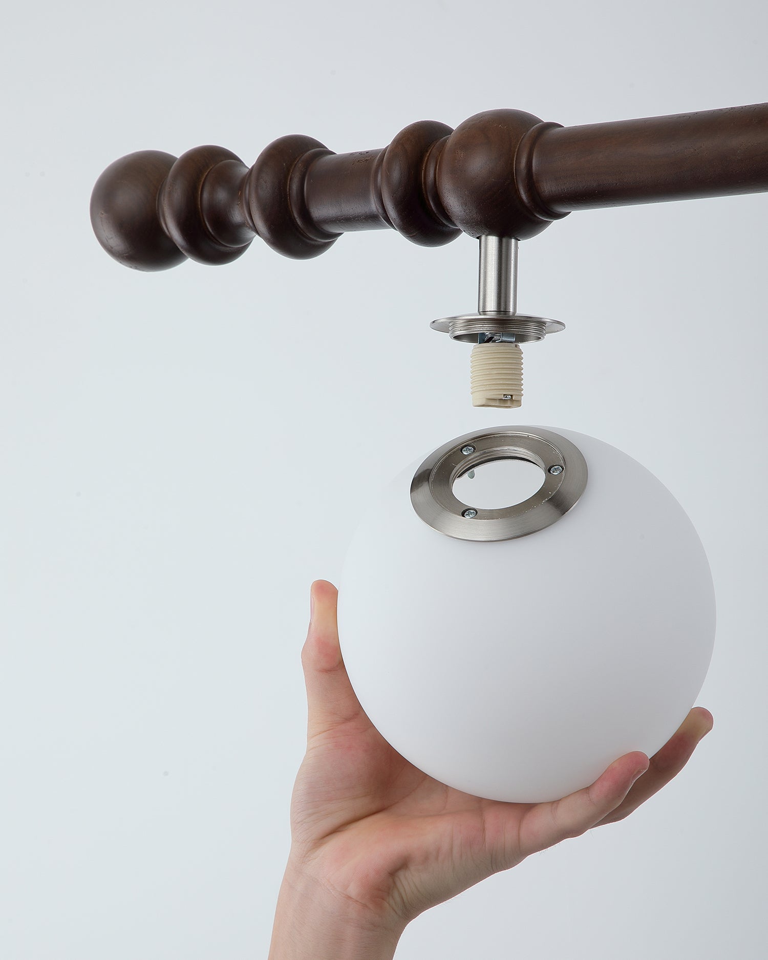 Hayes Chandelier Wood Linear Glass Globes - Letslighting