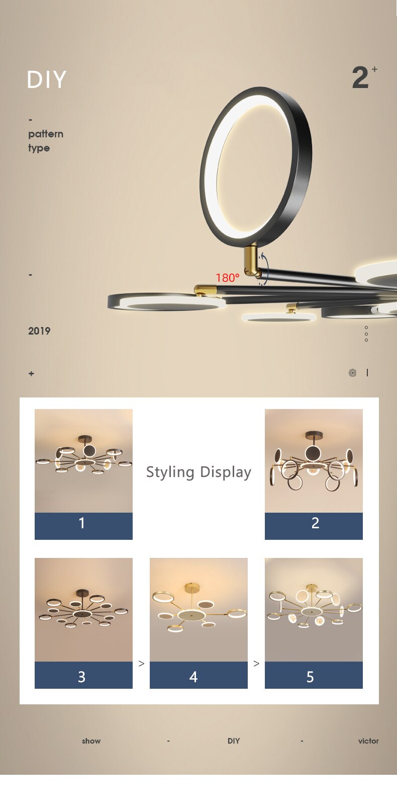Moderne Suspension Multi Contemporaine, Metal/Acrylique, Noir Mat, Salon - Neutralighting
