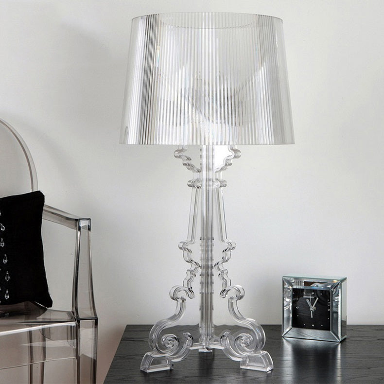 Kristy Lamp de Table Cylindre Moderne, Arcylique, Noir/Transparent, Salon