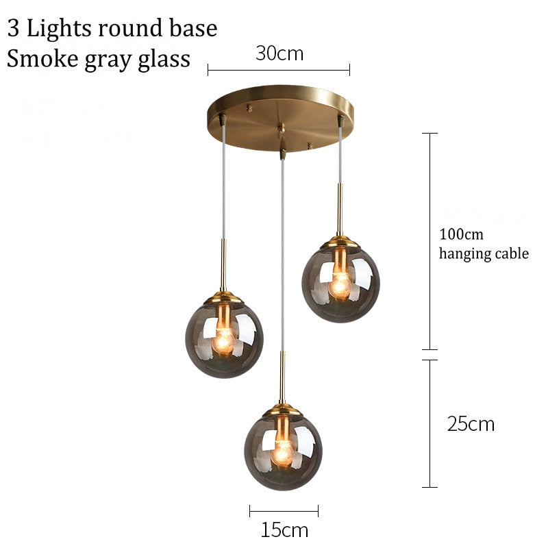 Narell Luminaires Suspension Verre Transparent Ambre