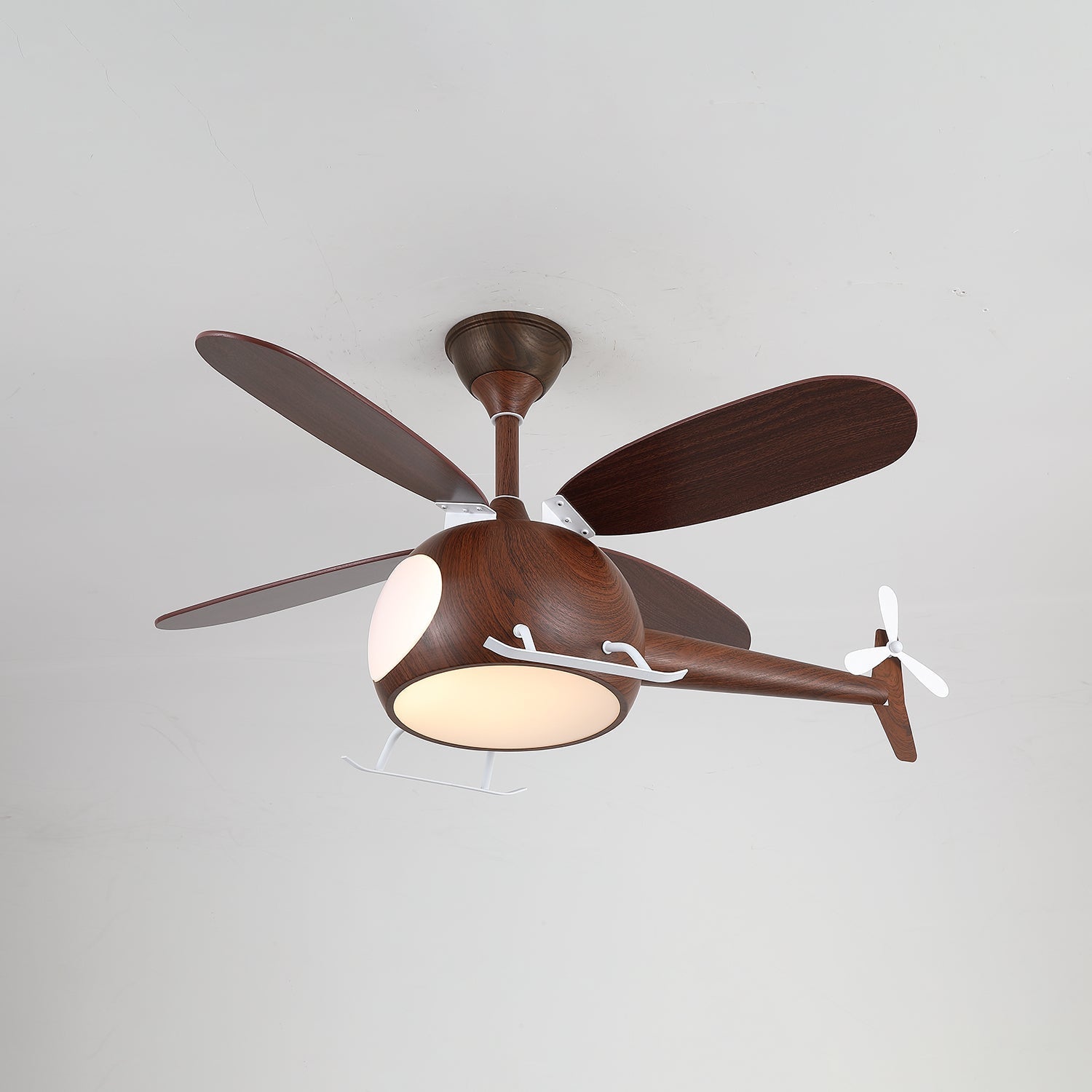 Ventilateur de plafond et luminaire Aviara Bois Moderne pour chambre d'enfant, illustration de montage sécurisé