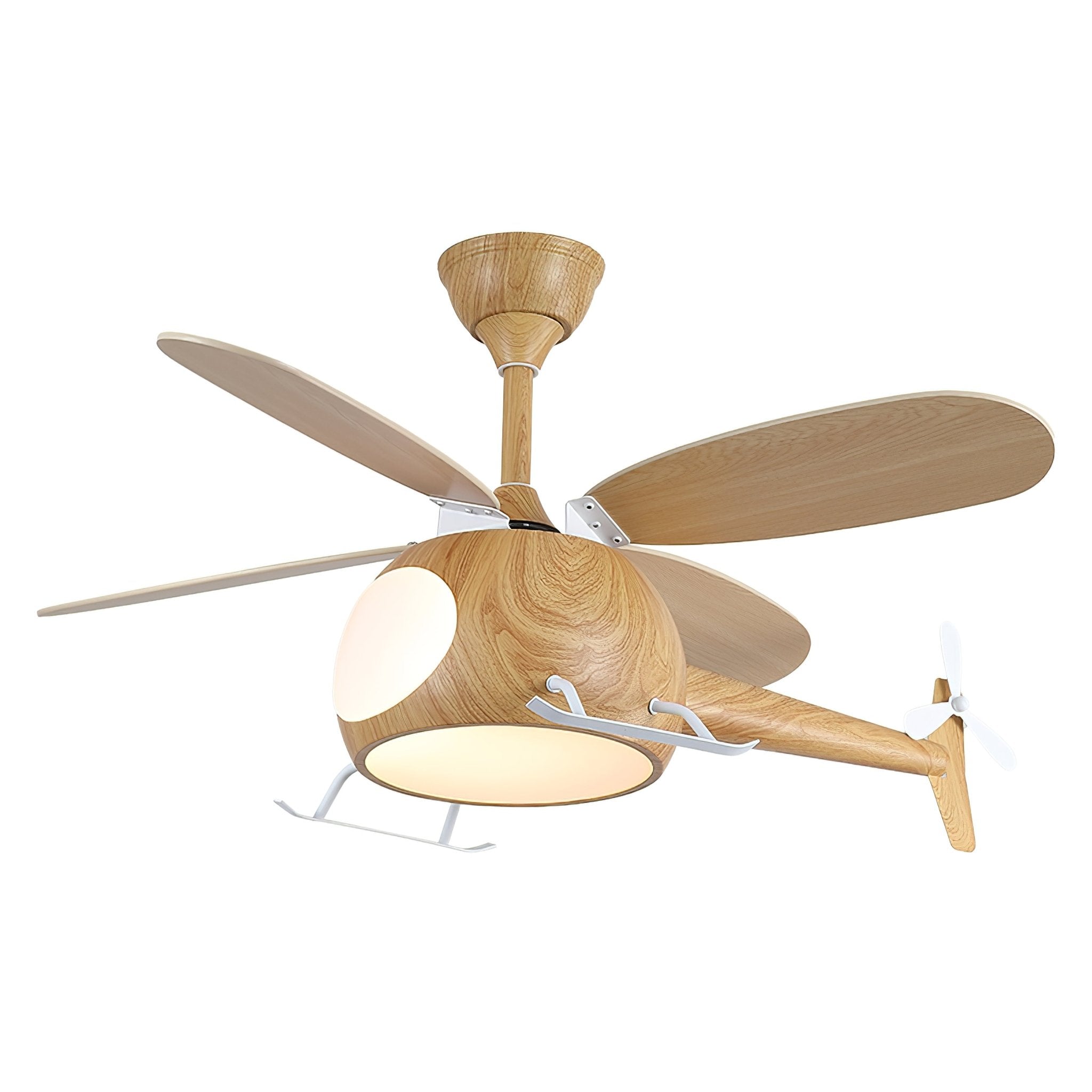 Ventilateur de plafond et luminaire Aviara Bois Moderne pour chambre d'enfant, adapté aux plafonds standards