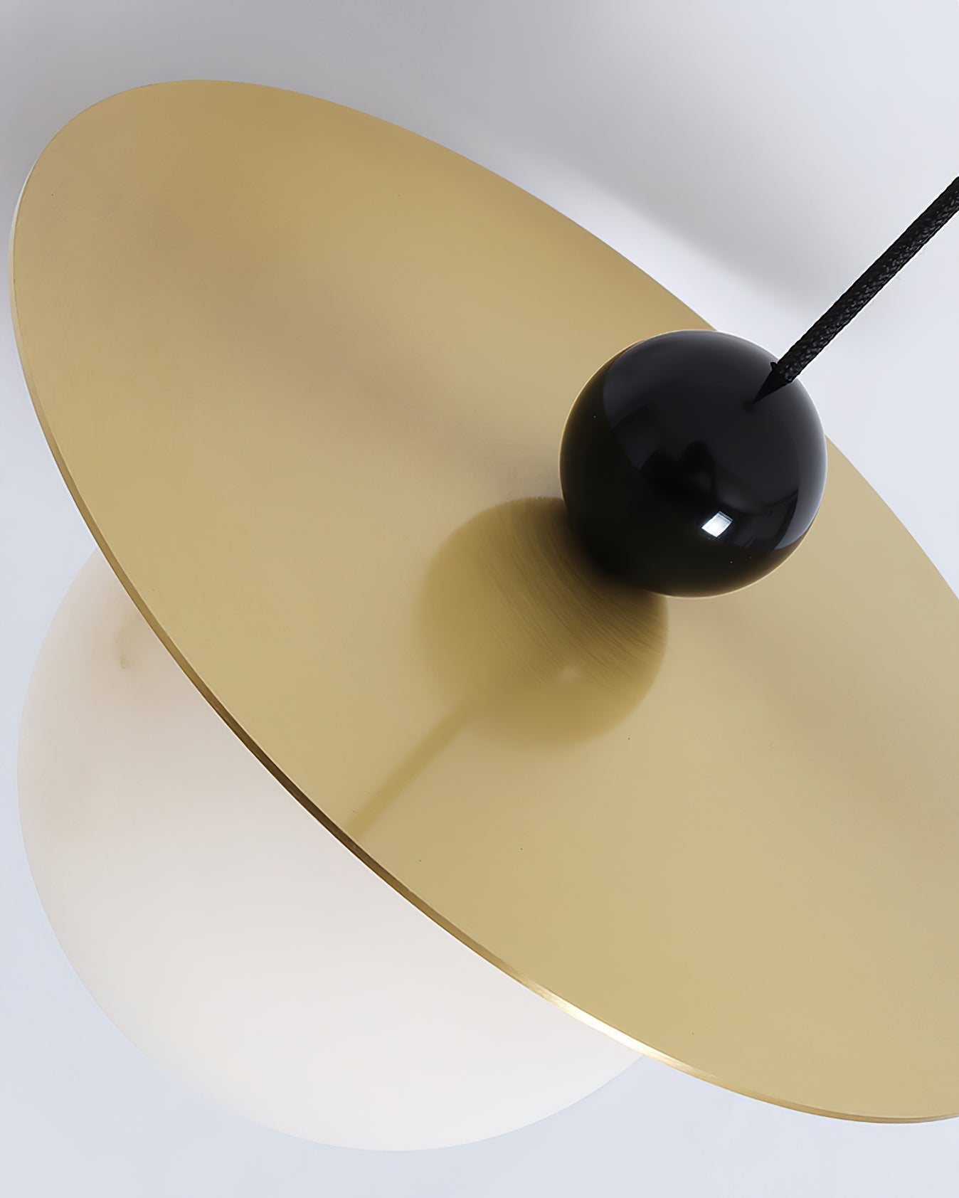Alvarel Modern Minimalist Cord Brass Alabaster Pendant Light - Lamp Copper
