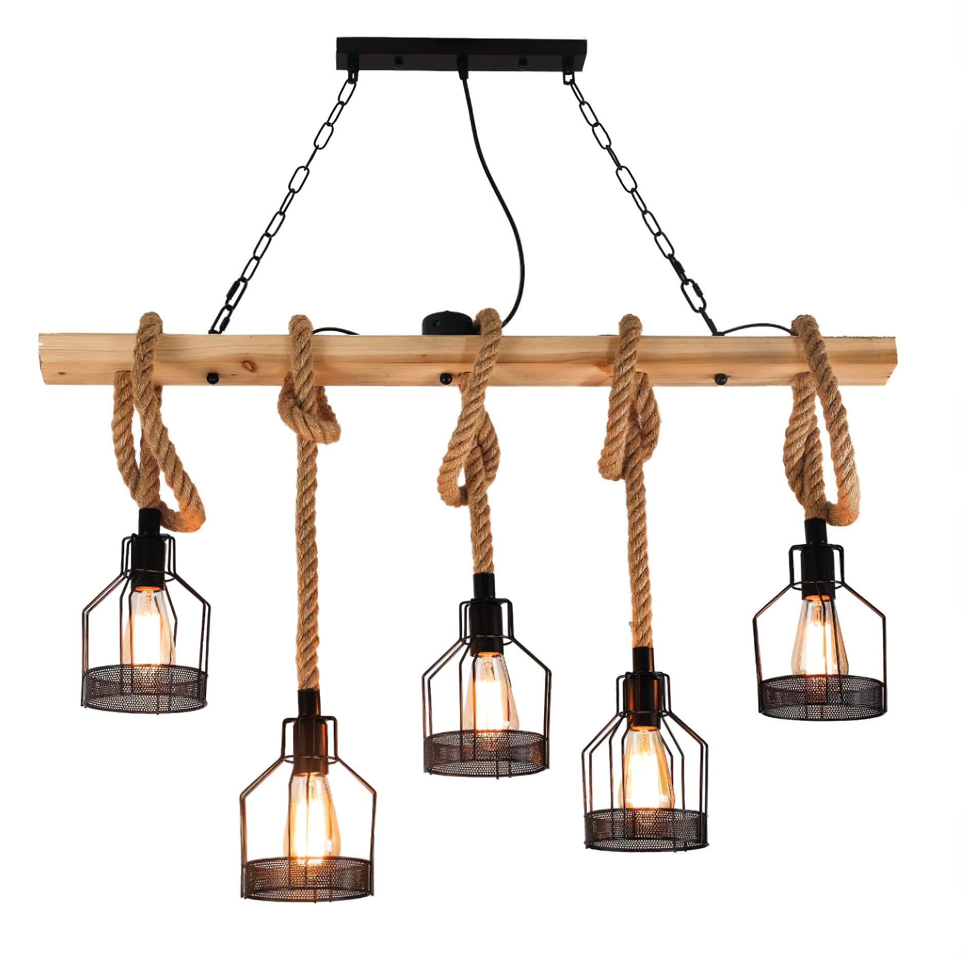 Quoro Lustre Industriel en Corde de Chanvre Style Grenade
