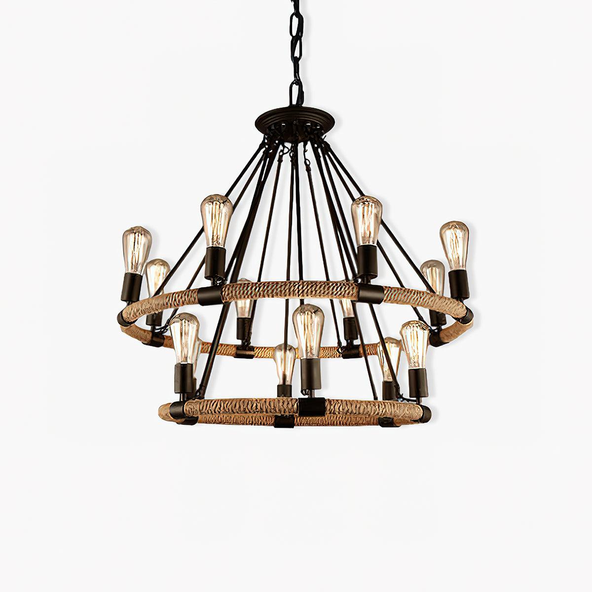 Lustra Chandelier Hemp Rope Industrial Round - Neutralighting