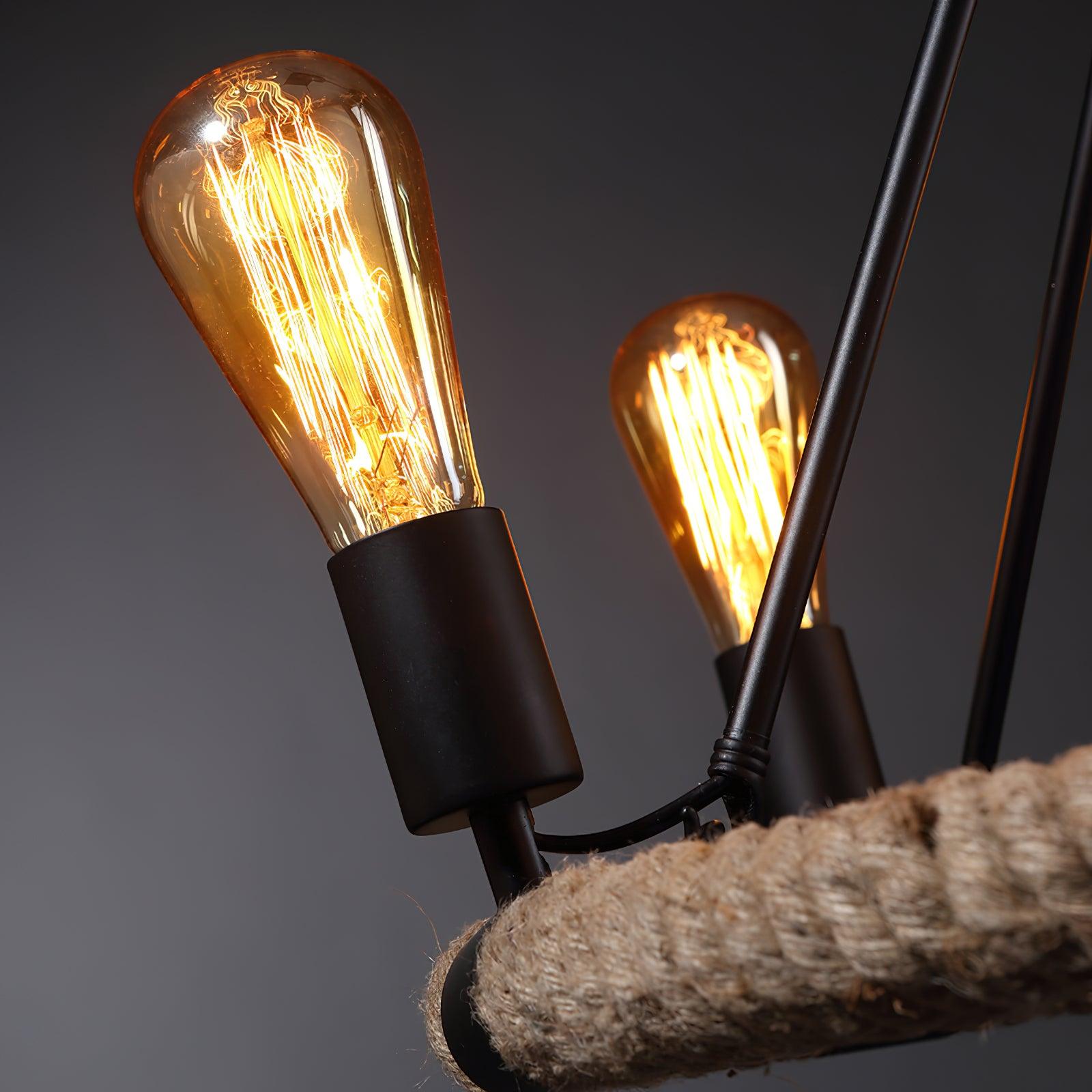 Lustra Chandelier Hemp Rope Industrial Round - Neutralighting