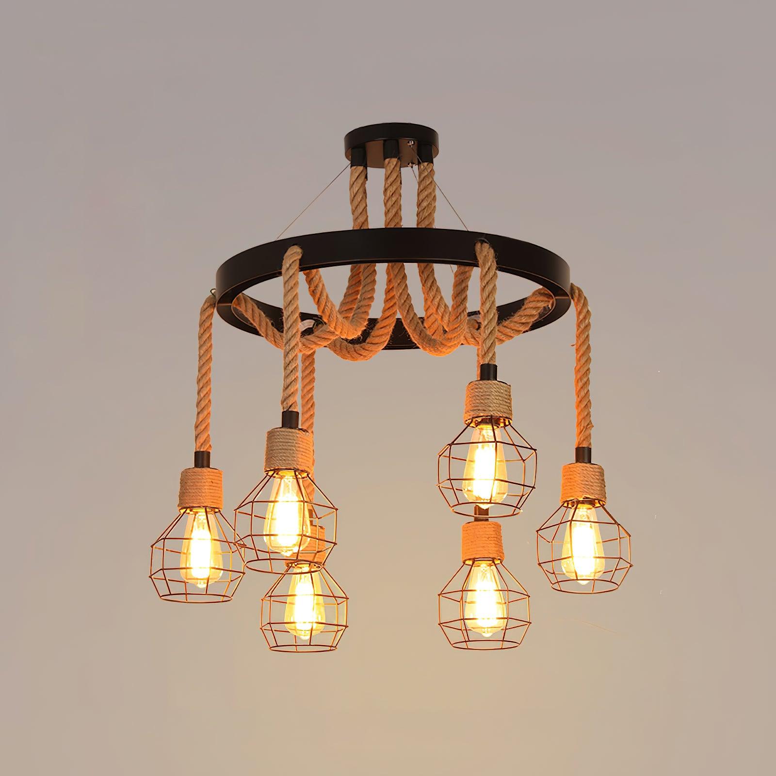 Lustra Chandelier en Corde de Chanvre Industriel - Neutralighting
