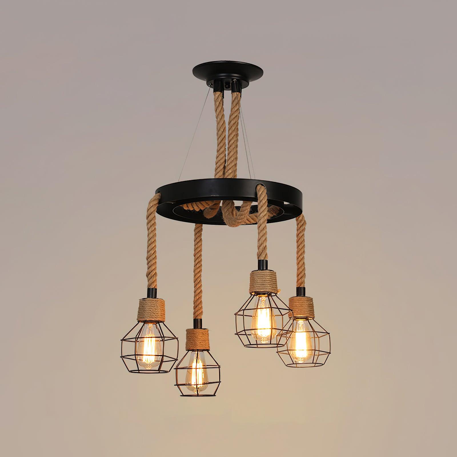 Lustra Chandelier en Corde de Chanvre Industriel - Neutralighting