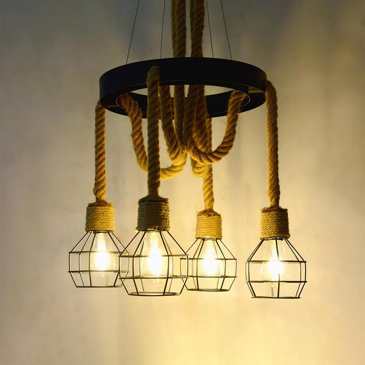 Lustra Chandelier en Corde de Chanvre Industriel - Neutralighting