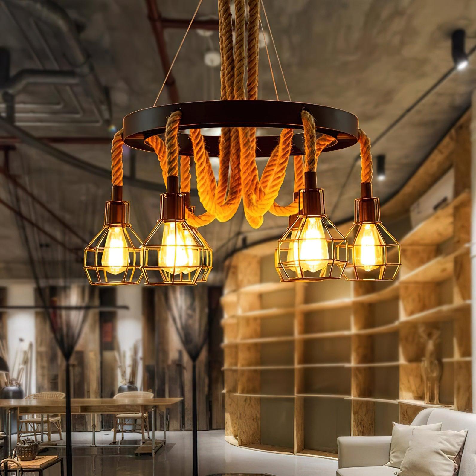 Lustra Chandelier en Corde de Chanvre Industriel - Neutralighting