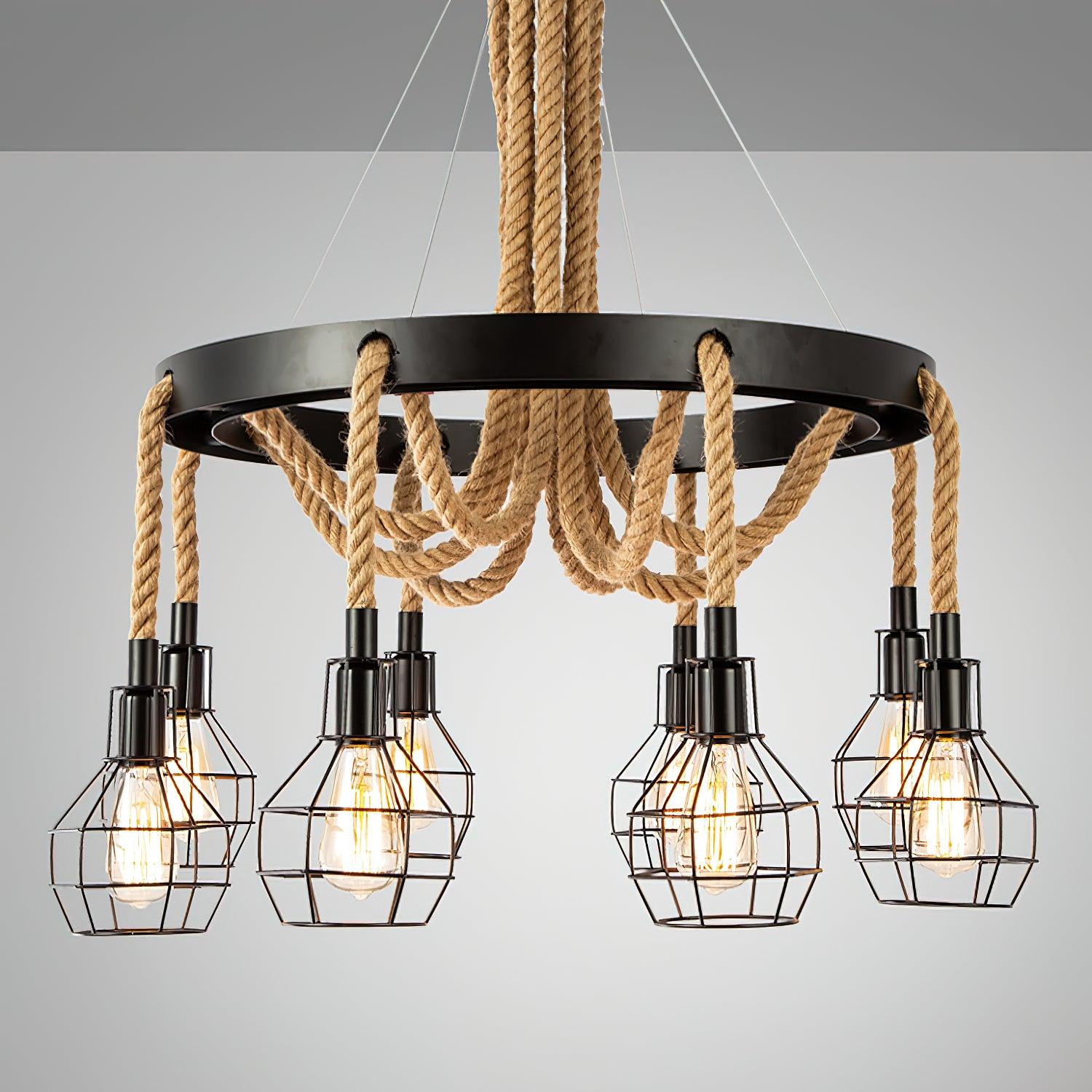Lustra Chandelier en Corde de Chanvre Industriel - Neutralighting