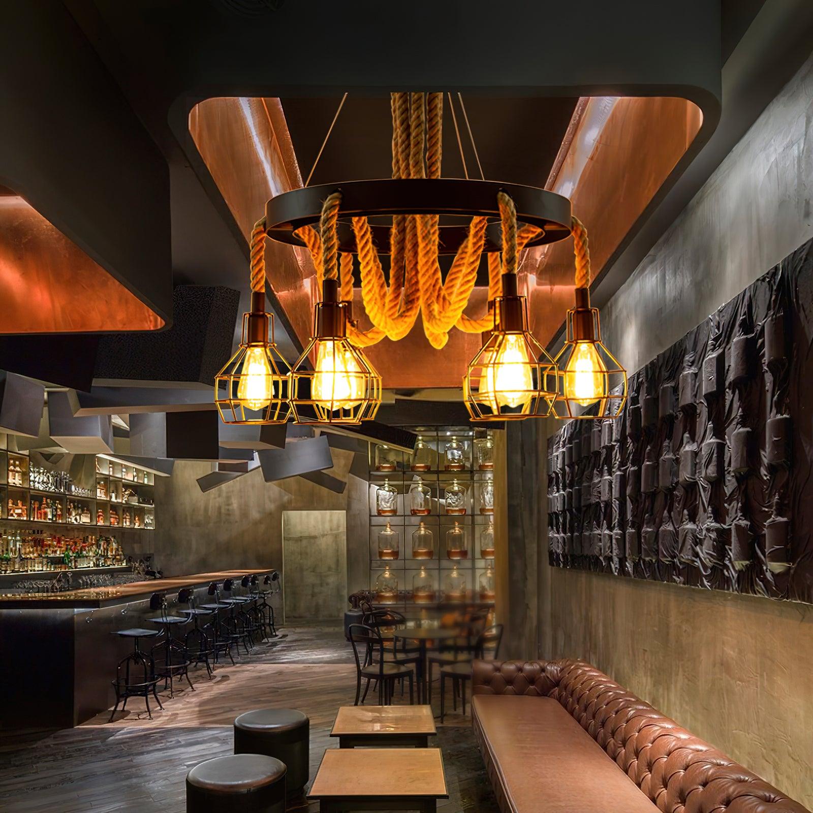 Lustra Chandelier en Corde de Chanvre Industriel - Neutralighting