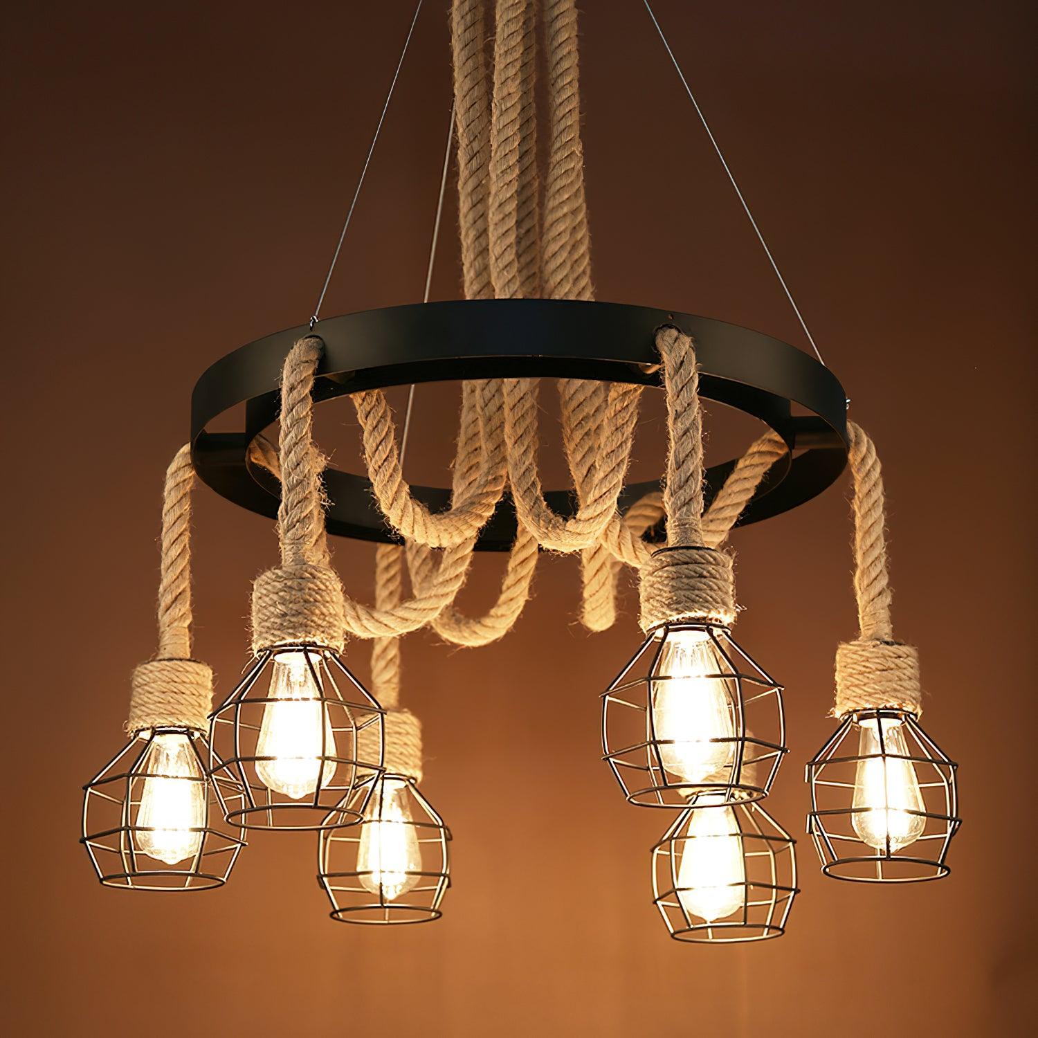 Lustra Chandelier en Corde de Chanvre Industriel - Neutralighting