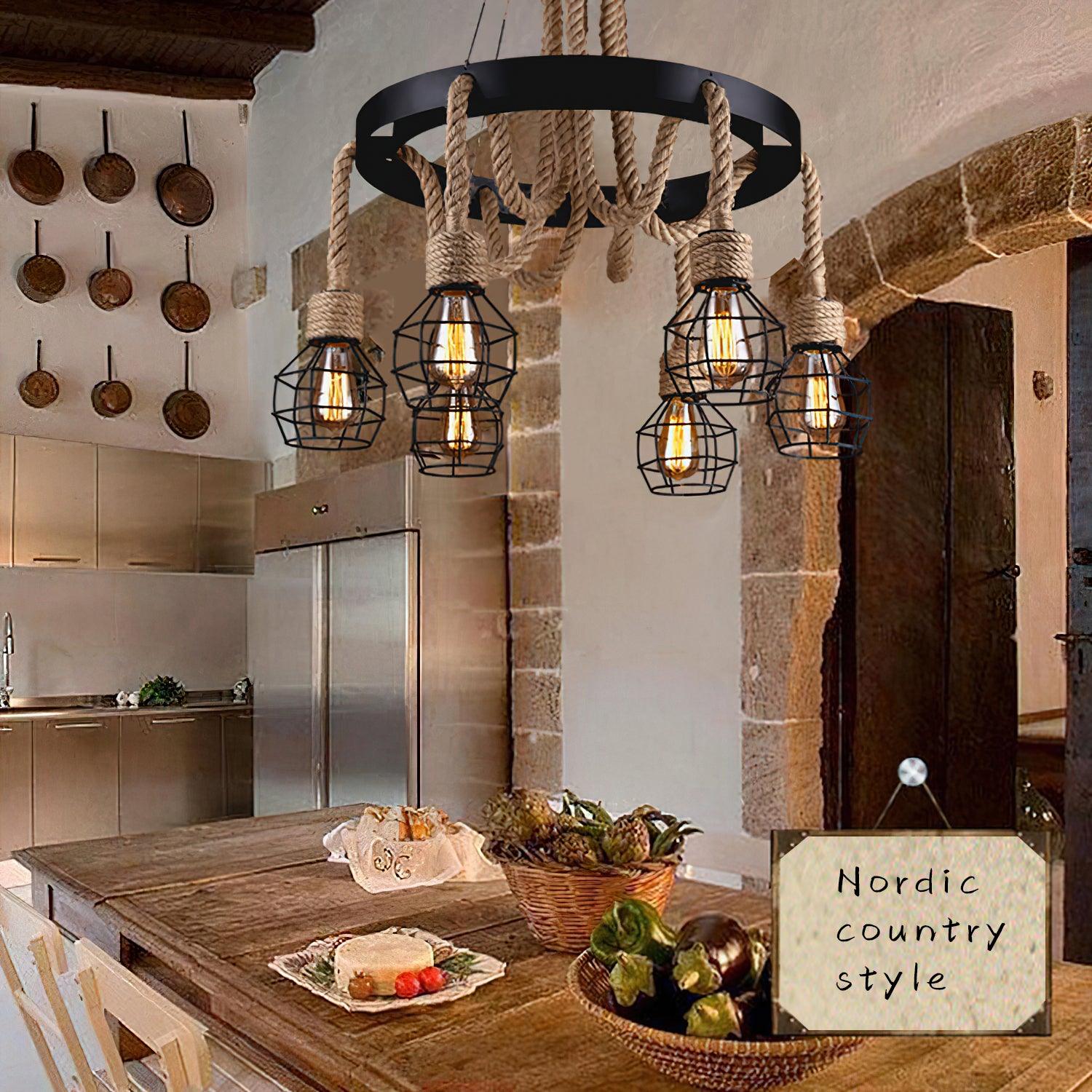 Lustra Chandelier en Corde de Chanvre Industriel - Neutralighting