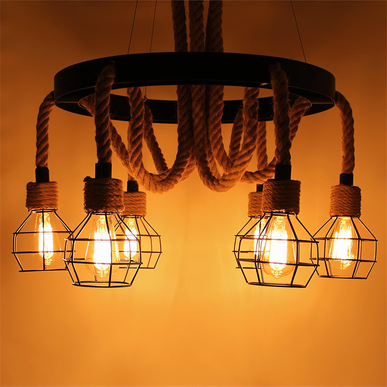 Lustra Chandelier en Corde de Chanvre Industriel - Neutralighting