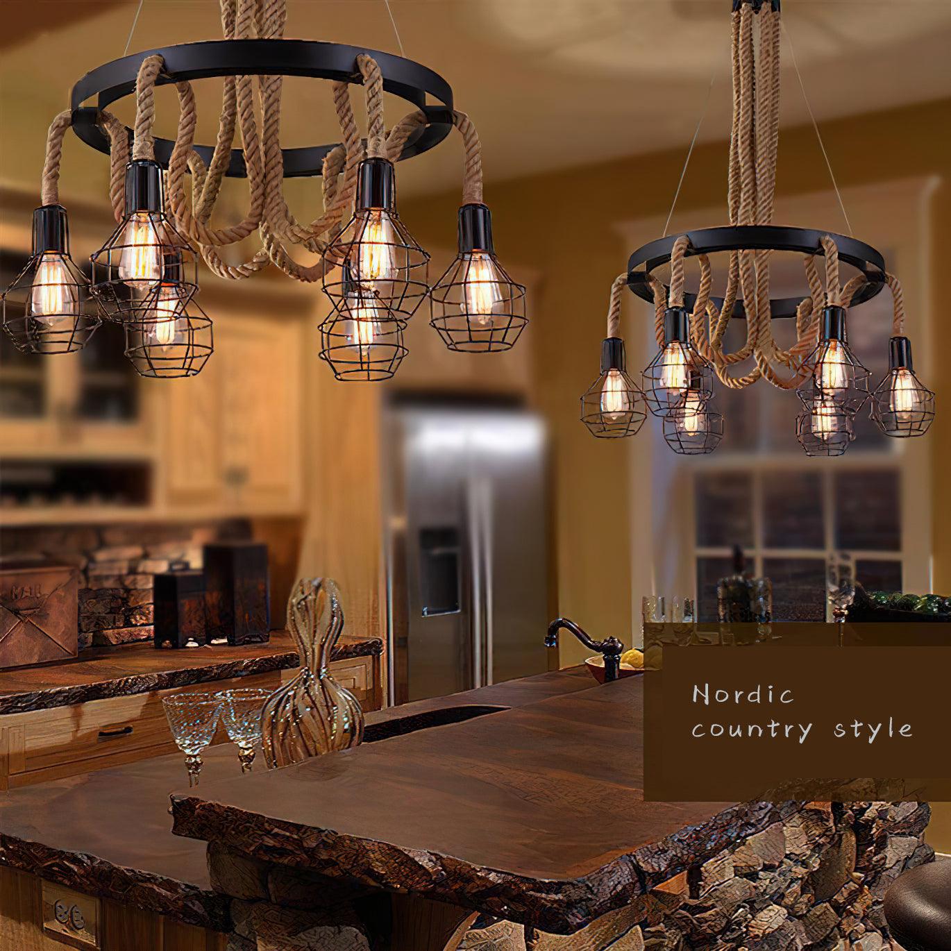 Lustra Chandelier en Corde de Chanvre Industriel - Neutralighting