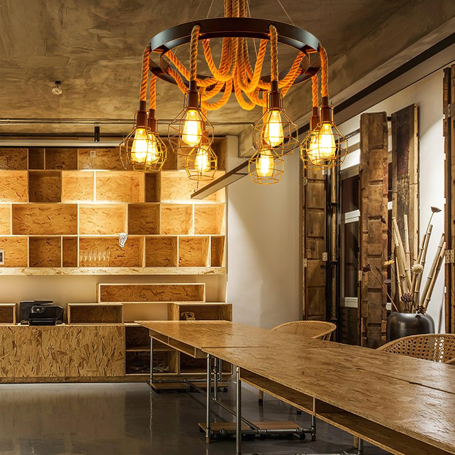 Lustra Chandelier en Corde de Chanvre Industriel - Neutralighting