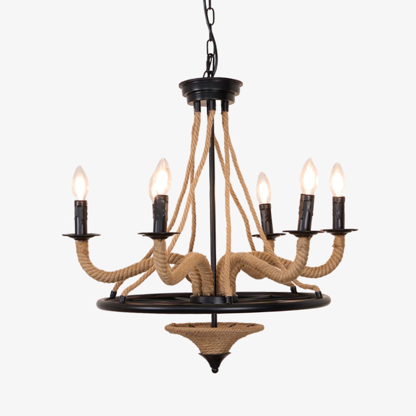 Lustra Chandelier Grande Roue en Corde de Chanvre - Neutralighting