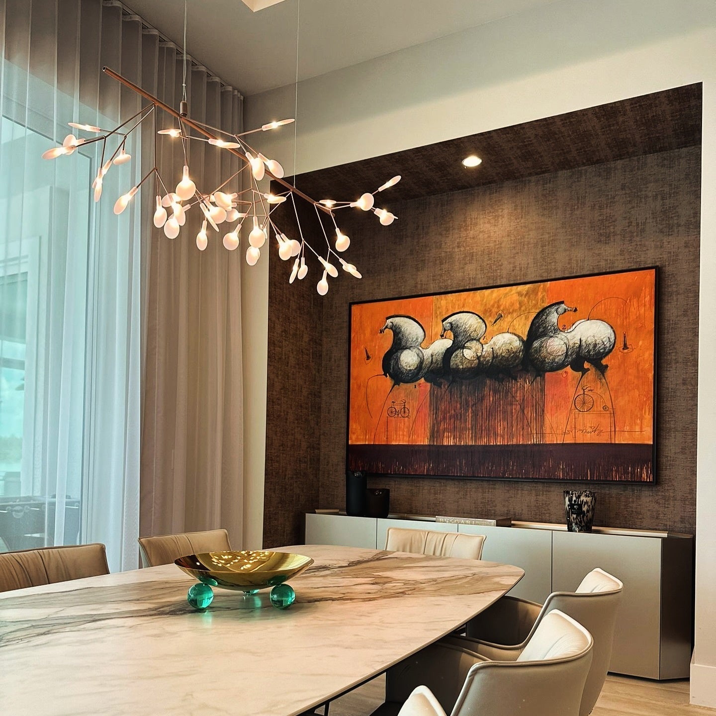 Allirus Postmodern Luxury Metal Acrylic Chandelier - Lamp Copper
