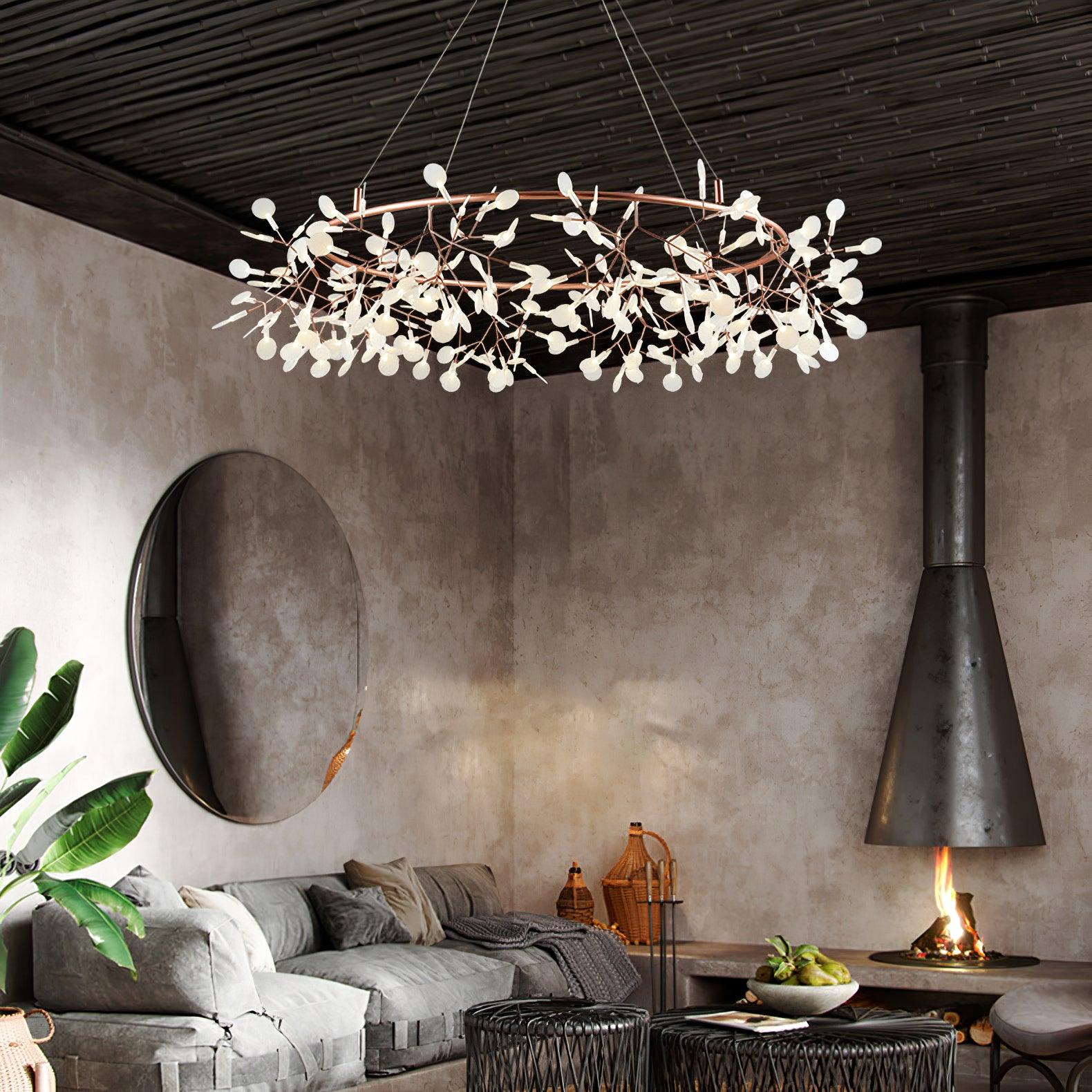 Arthearae Chandelier Métal Acrylique Rond Luxe Postmoderne - Neutralighting