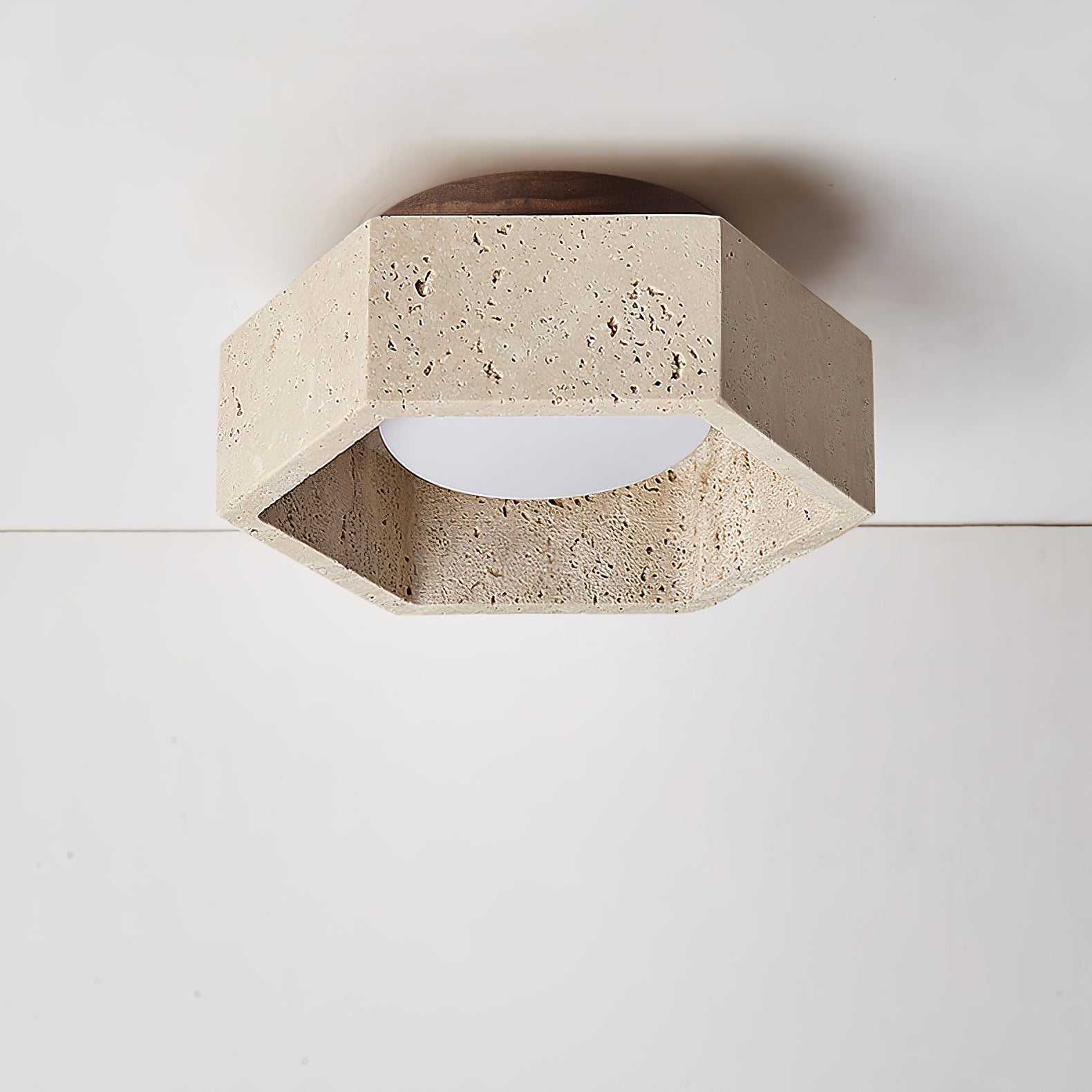 Hexara Lumière de Plafond Hexagonale en Travertin - Neutralighting