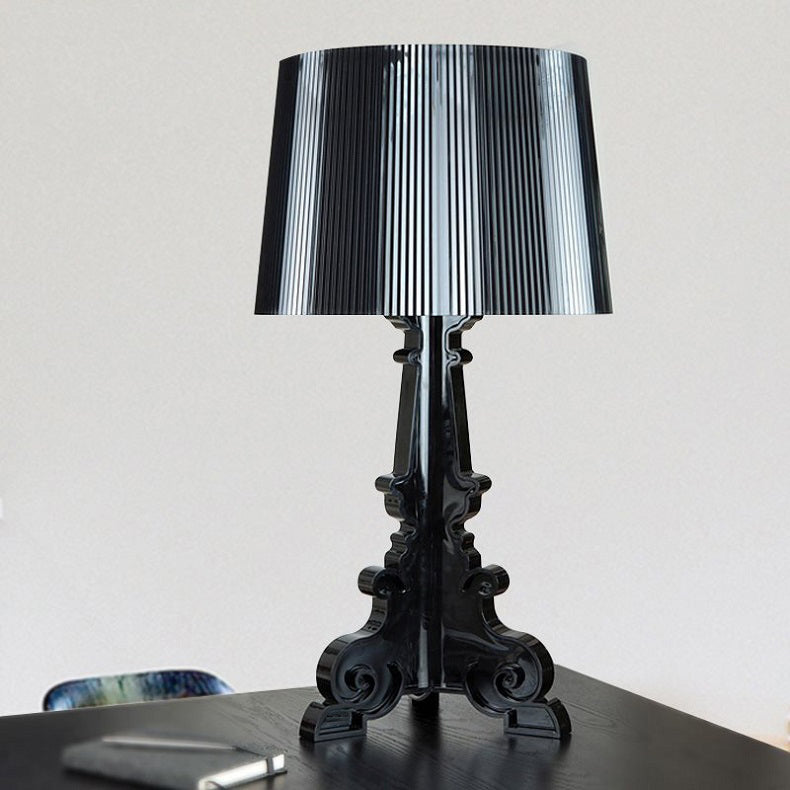Kristy Lamp de Table Cylindre Moderne, Arcylique, Noir/Transparent, Salon