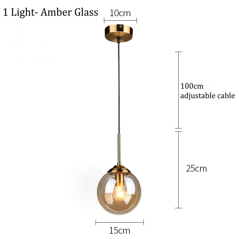 Narell Luminaires Suspension Verre Transparent Ambre