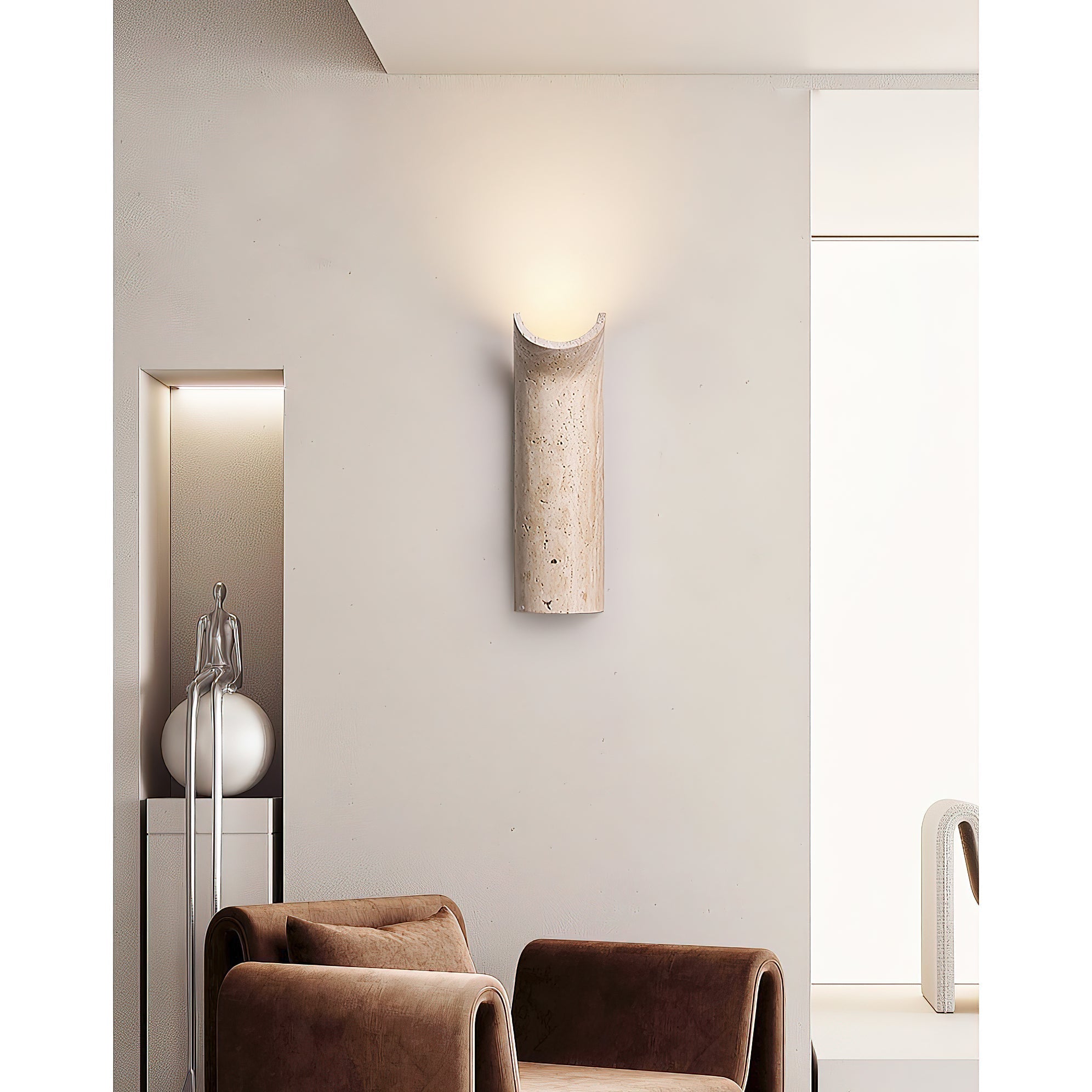 Cusolion Modern Minimalist Travertine Wall Lamp - Lamp Copper