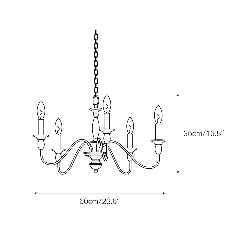 Cutheus Vintage Industrial Wooden Metal Chandelier - Lamp Copper